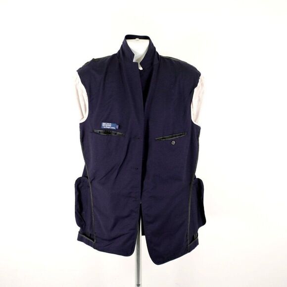 Polo Ralph Lauren Flannel Virgin Wool Italy Blue 3 Button Blazer Large 40L Uncon - Picture 11 of 13
